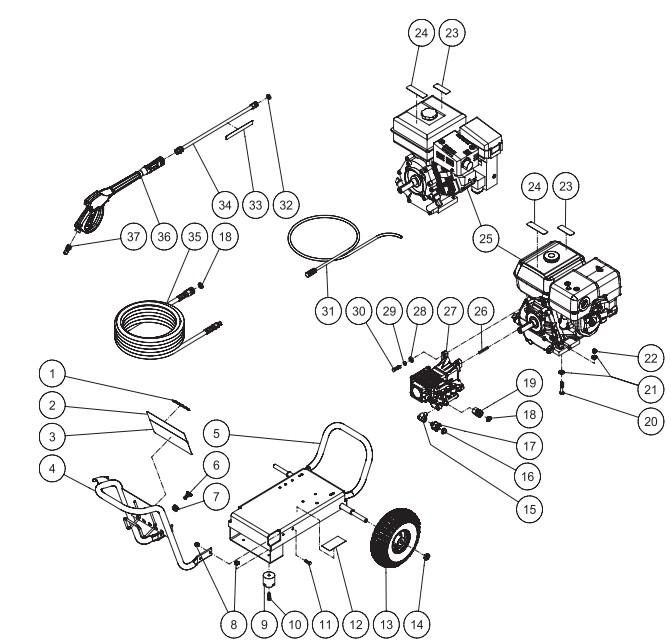 MITM WP-3400-4MHB pressure washer parts and manual
